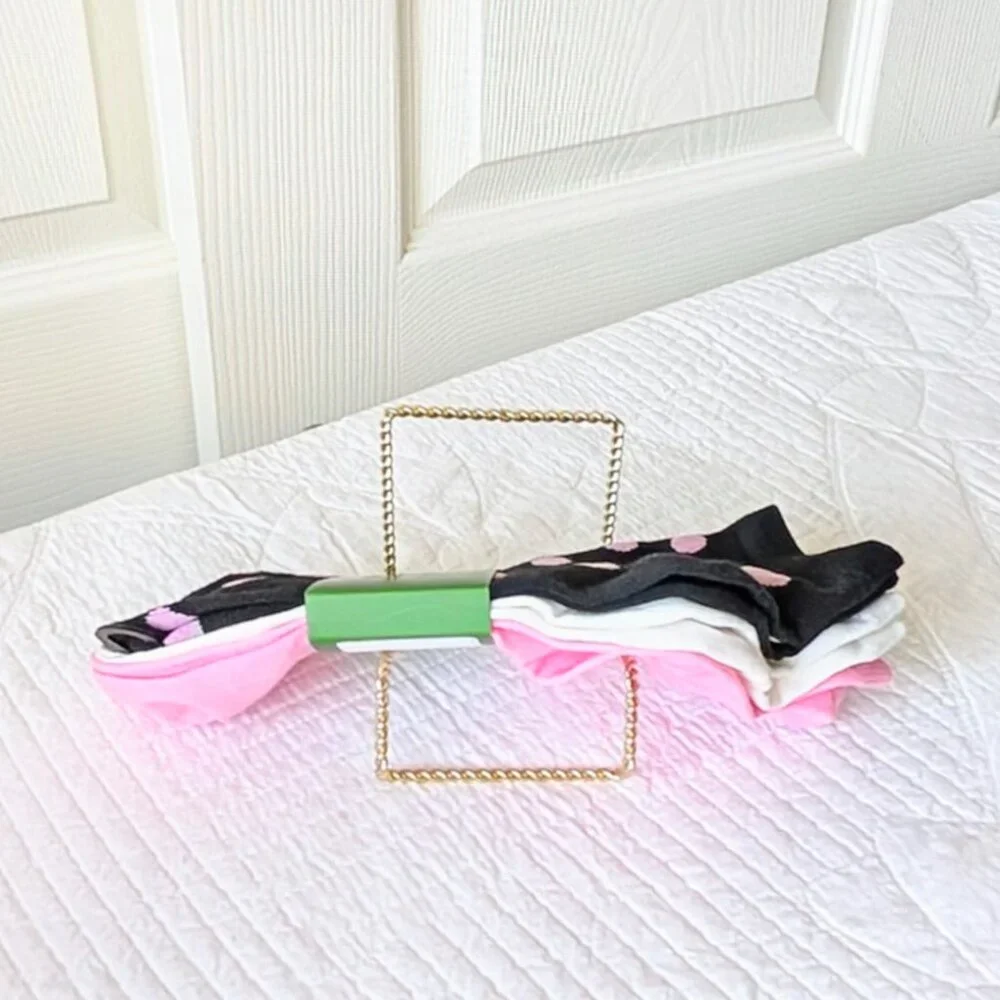 NWT ♠️ Kate Spade New York Assorted  Crew Socks set of 3, pink, cream & black